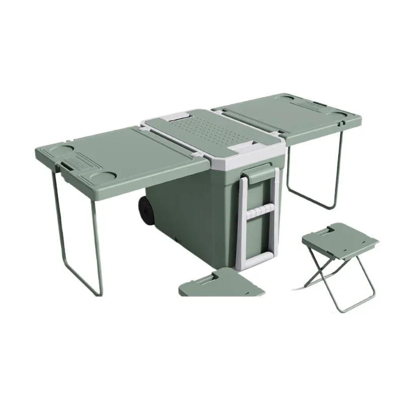Outdoor folding camping table incubator portable barbecue picnic 46 liters multi-function trolley table and chair refrigerator