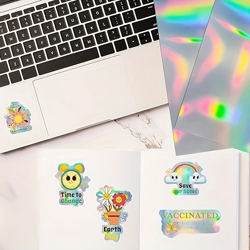 6 Stile - A4 50 Blatt Holographisches Aufkleberpapier - 8,3 X 11,7 Zoll Overlay Kaltlaminierfolie Selbstklebende Vinylfolie – Detail 15