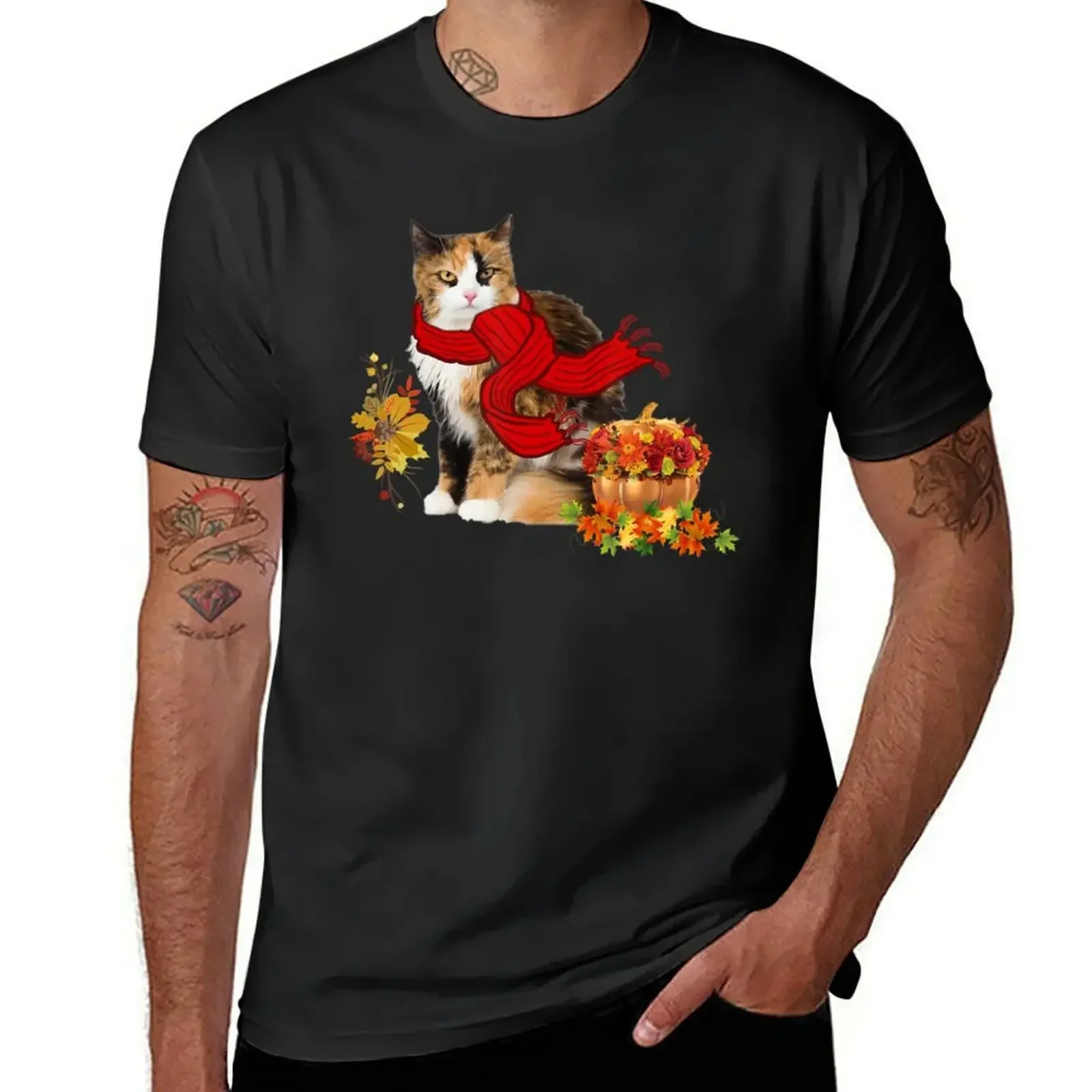 Camiseta blanca uni pour hommes, chaton, écharpe, Alimentos, disfraz de Halloween, ropa, camisetas, figuritas de anime, gran