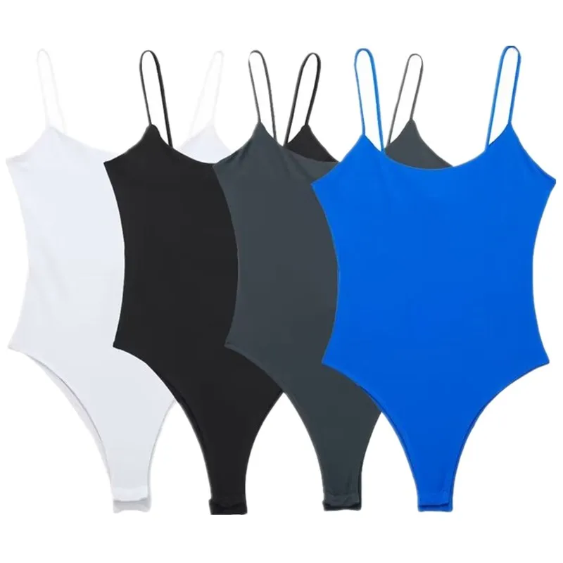 Mono de una pieza de moda para mujer, verano 2024, diseño adeazante, versátil, sin espalda, con tirantes, plones cortos...