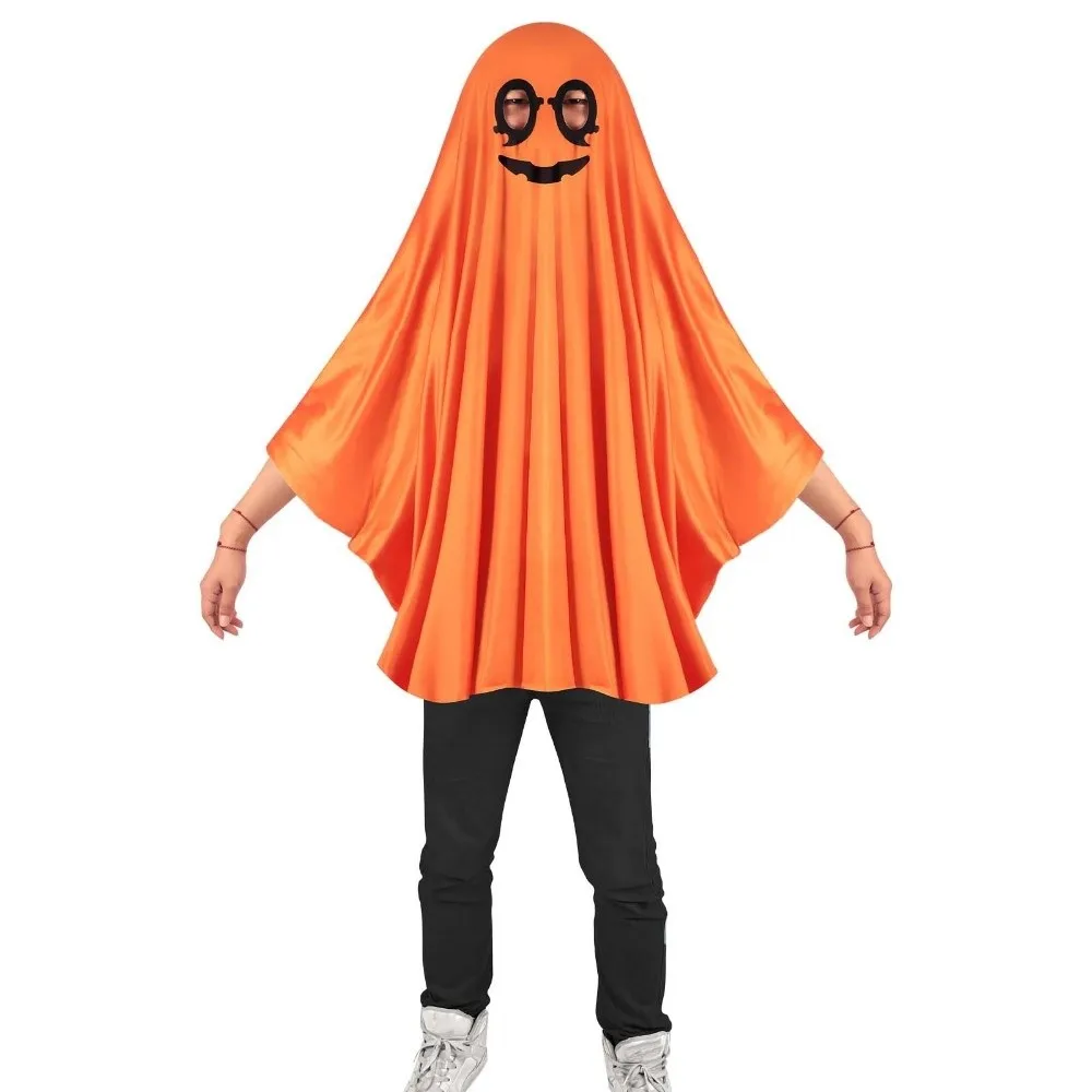 ตลกสีขาวฮาโลวีนเสื้อคลุม Cape Black Eye Fright เสื้อผ้า Ghost Poncho Robe Smock สไตล์หมวก Ghost คอสเพลย์เครื่องแต่งกายผู้ชาย