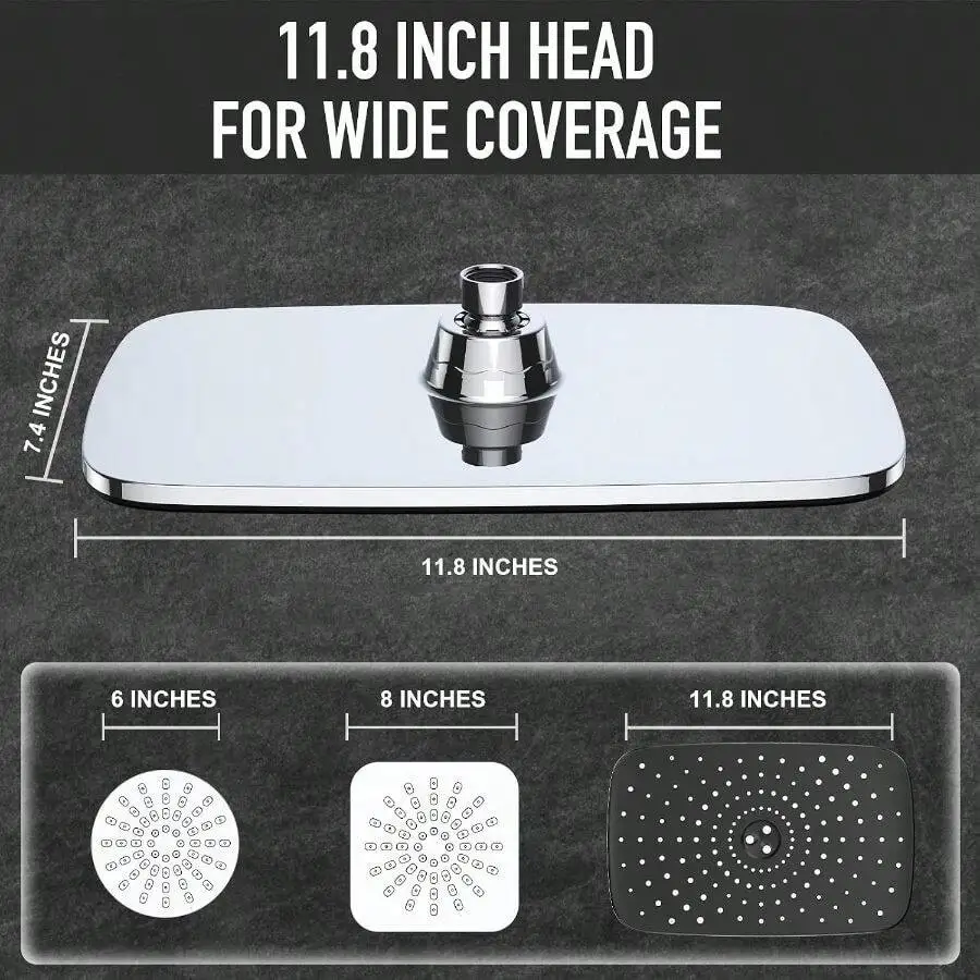 11.8' Rain Shower Head With Handheld,Dual High Pressure Shower Heads | 5-Mode Hand Held Spray With Hose,Wide Detachable Rainfall