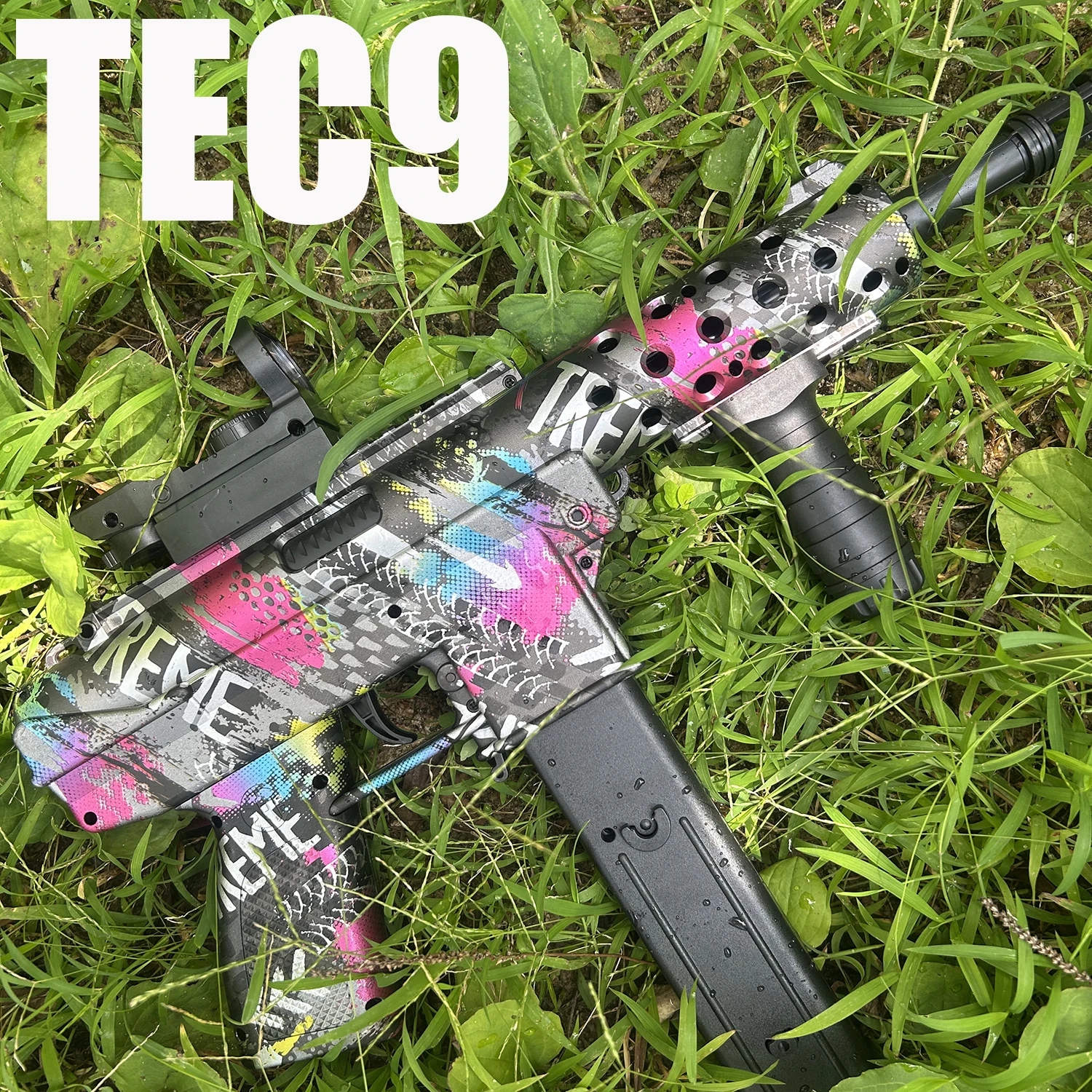 2025 New Electric Automatic Toy Gun Tec9 Can Fire Gel Bullets 7-8mm, Comes with 7.4V Battery and USB Charging Cable, Available in Multiple Colors