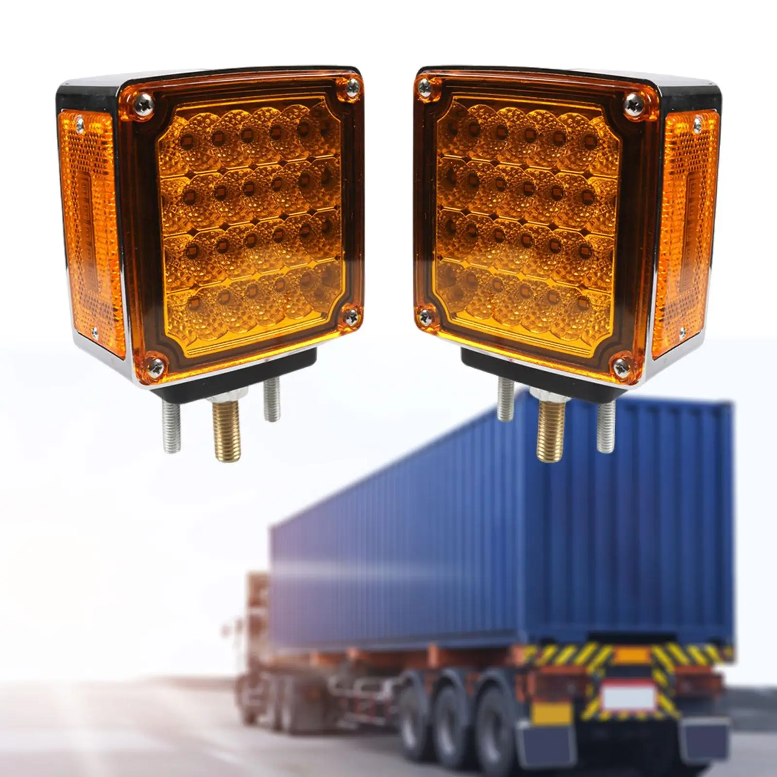 2Pcs LED Square Pedestal Lights Accessory Versatile Amber and Red Marker Lights