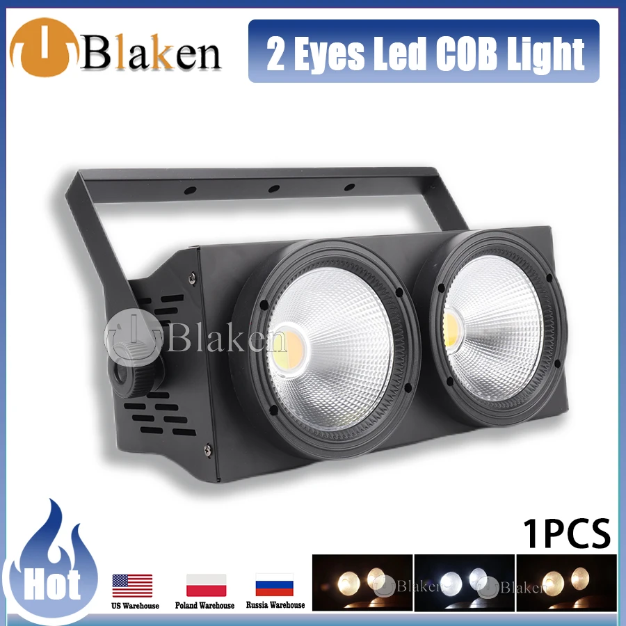 COB LED 디스코 DJ, 결혼식, 축하 파티 조명, 차가운 또는 따뜻한 흰색, 2 인 1, 2 눈, 2x100W, 1 개, 세금 없음