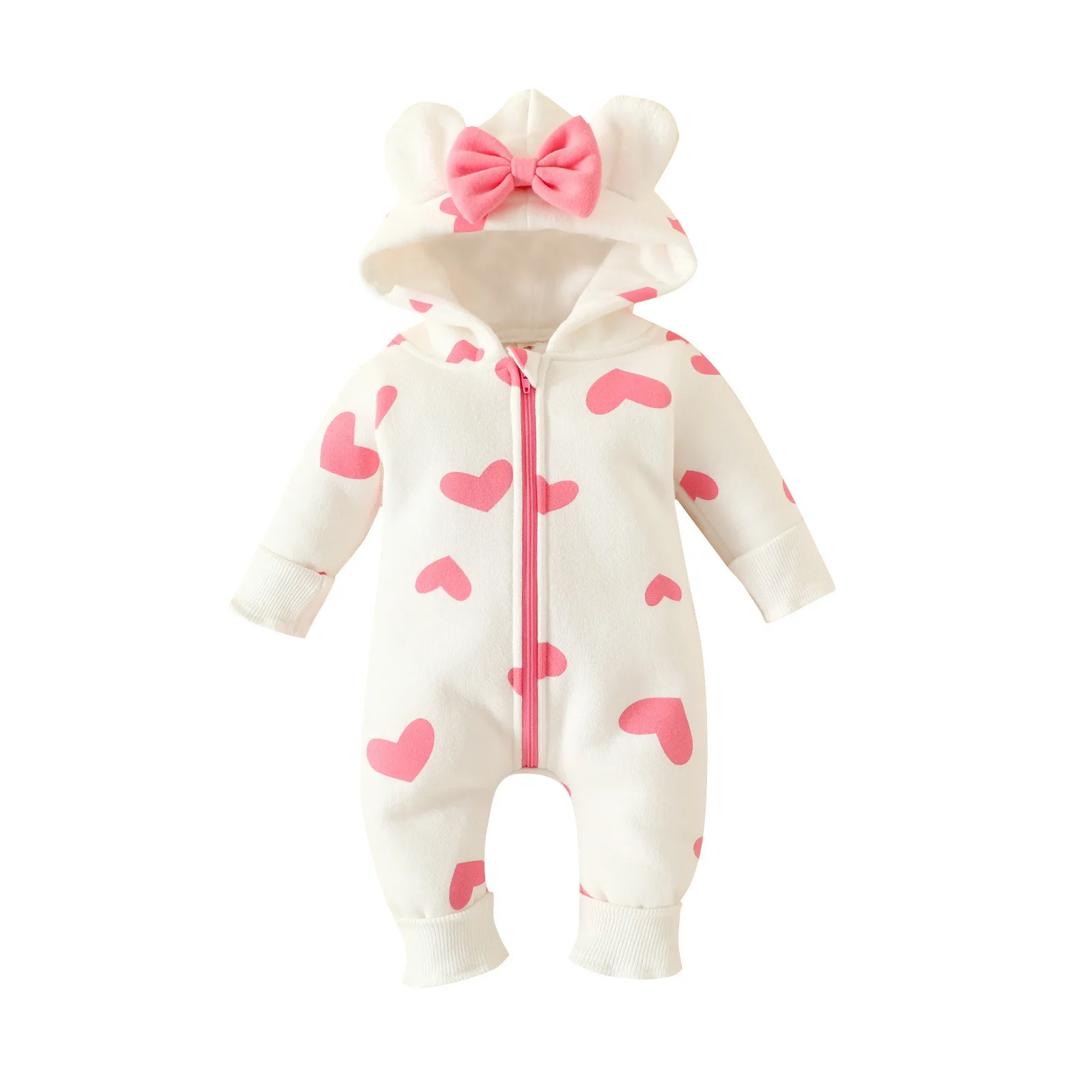 Baby Clothes Girls Cute Hooded Rompers Newborn Thick Warm Romper Spring and Autumn Infant Jumpsuits Clothes 0 to 9 Months