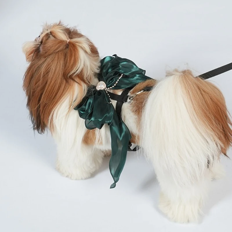Royi Store Fairy traction cat walking rope anti-break free high-value bow dog I-shaped going out chest strap