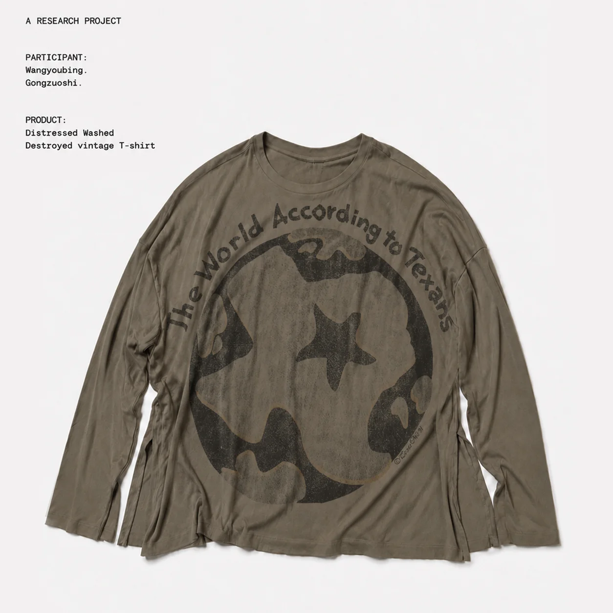 Wang Studio American Retro Washed Earth Print Loose Shoulder Long Sleeve T-Shirt for Men And Women Autumn Season Cotton Youth...