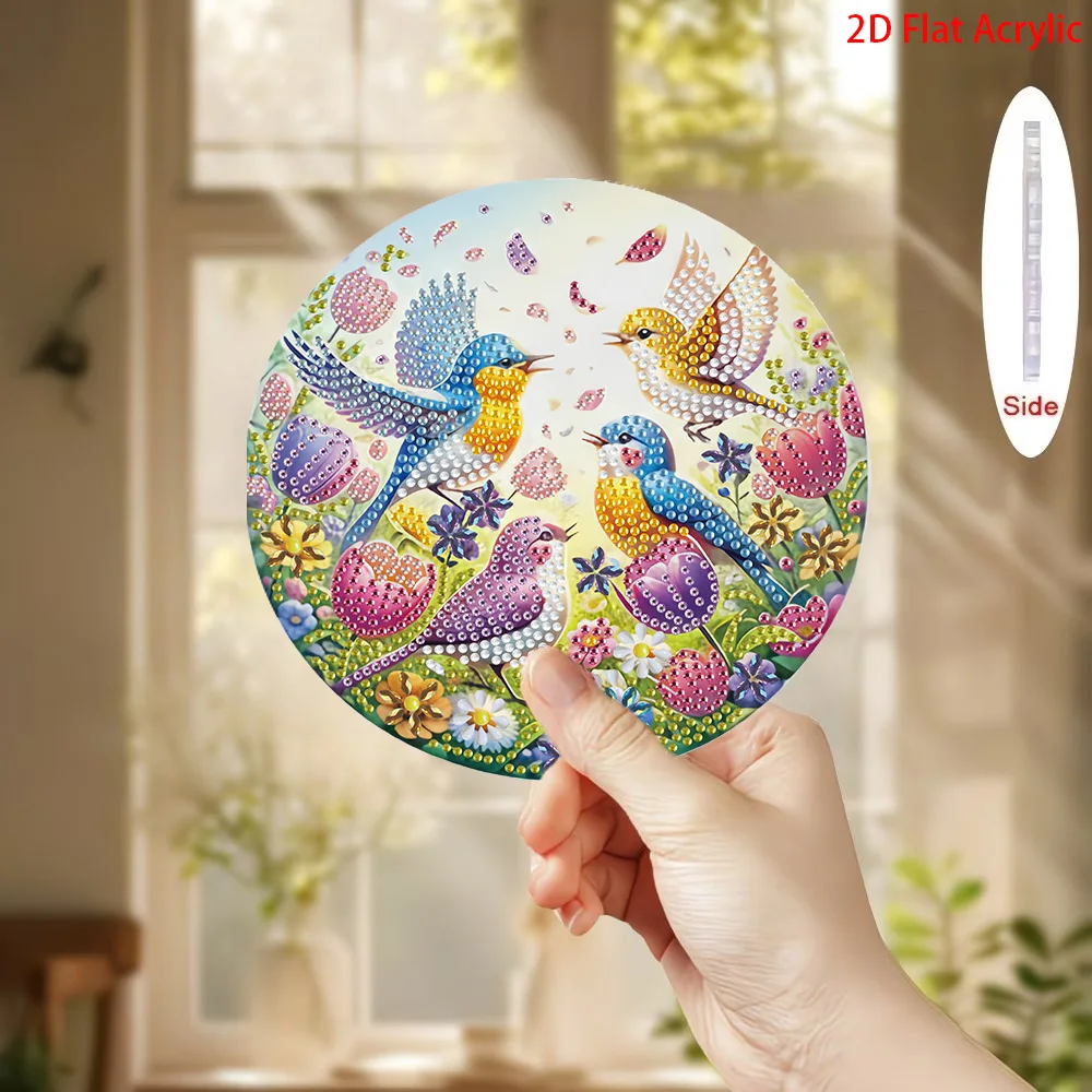 2D Flat Acrylic, 5D DIY Diamond Painting Kit Suitable for Beginners, Acrylic Mosaic Handmade Craft Pendant, Animal Bird Pattern - view 6