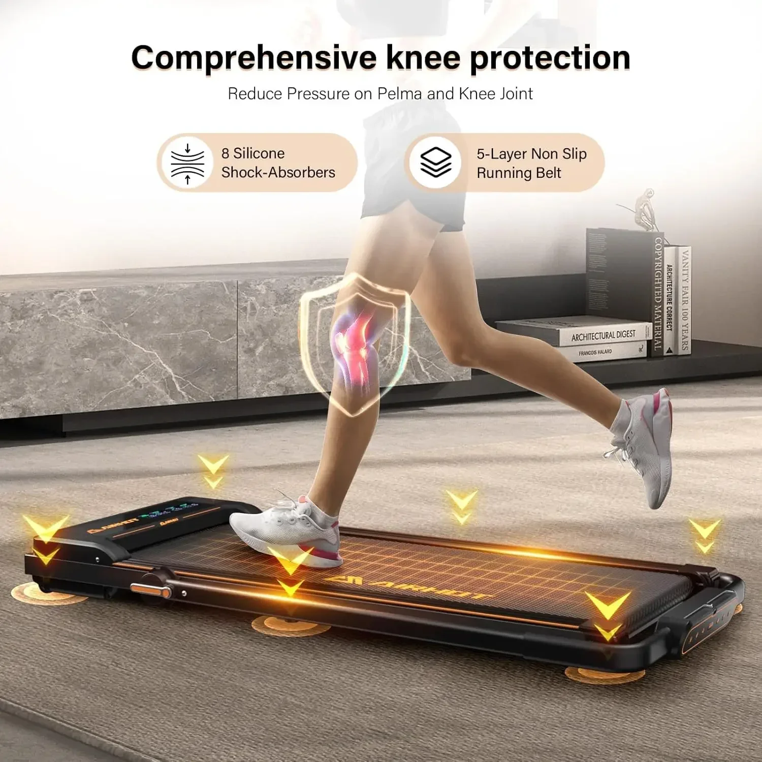 Pad Treadmill, 2.5HP Under Desk Treadmill with Remote Control & LED Display, Quiet Desk Treadmill for Compact Space