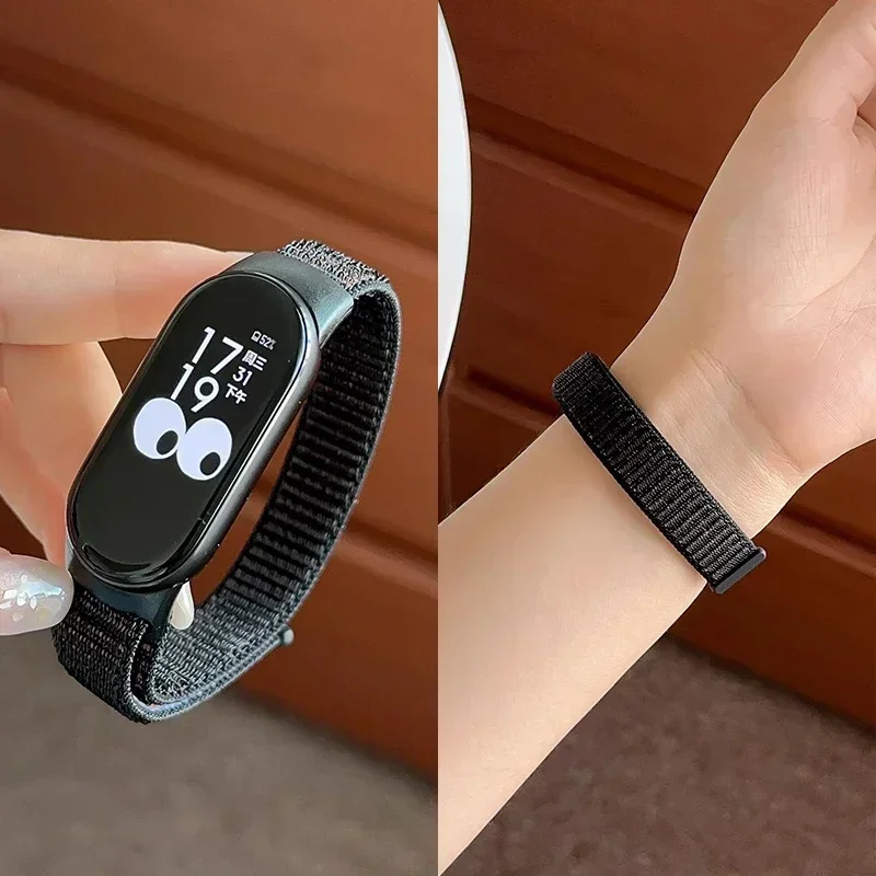 حزام نايلون لحلقة سوار شاومي مي ، سوار ساعة ذكي رياضي ، استبدال سوار معصم ، ميباند 8 NFC ، 9 ، 8 ، 7 ، 6 ، 5 ، 4 ، 3