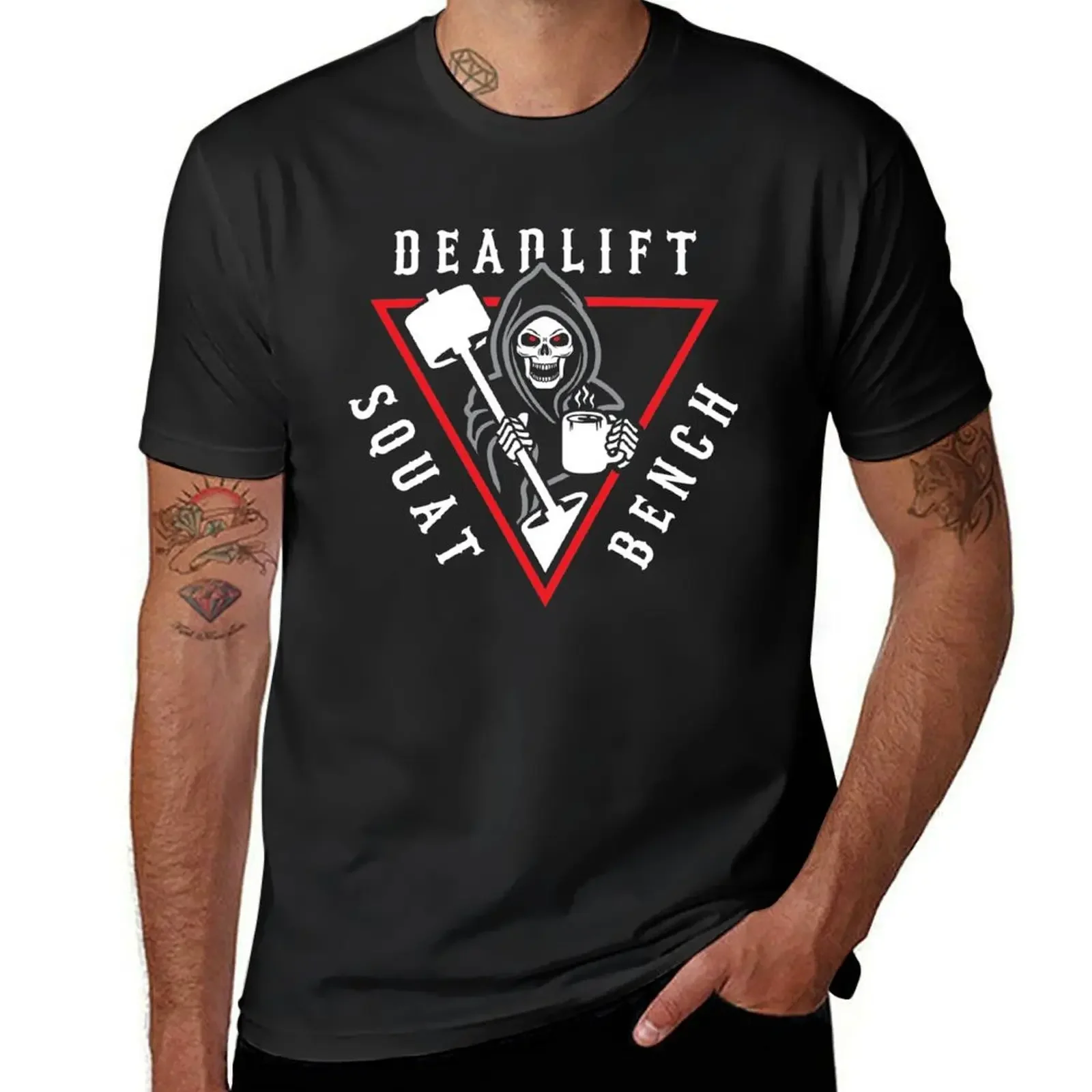 Squat Bench Deadlift Grim Reaper T-Shirt Blouse oversizeds mens t shirts Anime Graphic T-shirts for Men Clothing Women Tees