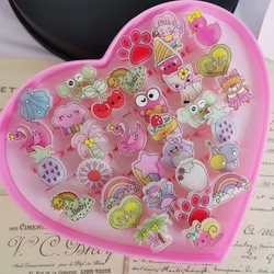 10Pcs Kids Rings Cute Cartoon Kawaii Mini Princesses Ring For Children baby girl Accessories toy party birthday gift Without Box
