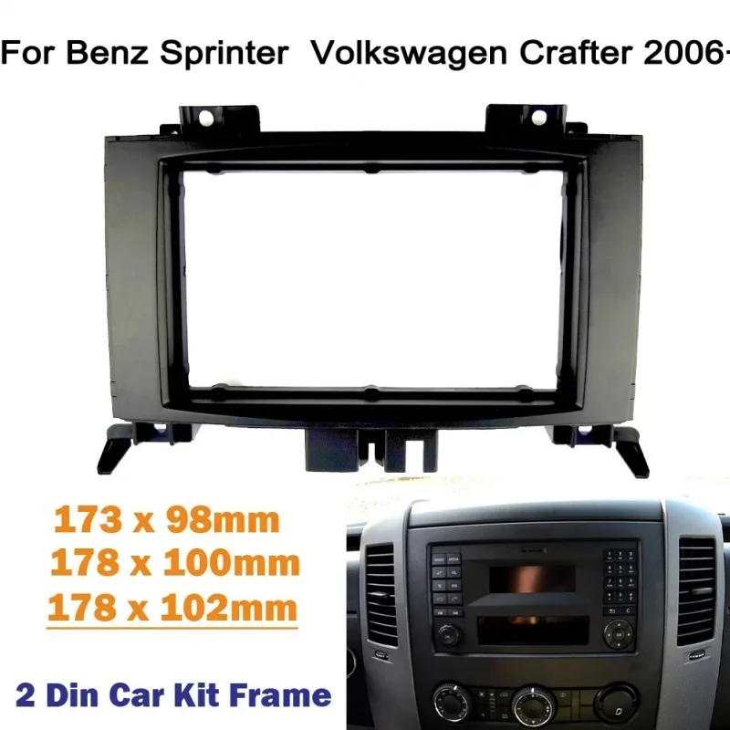 2Din car Radio Fascia For Benz Sprinter/ Volkswagen Crafter Car radio fascias Stereo Radio Dvd Fascia Panel Plate Trim Kit Frame