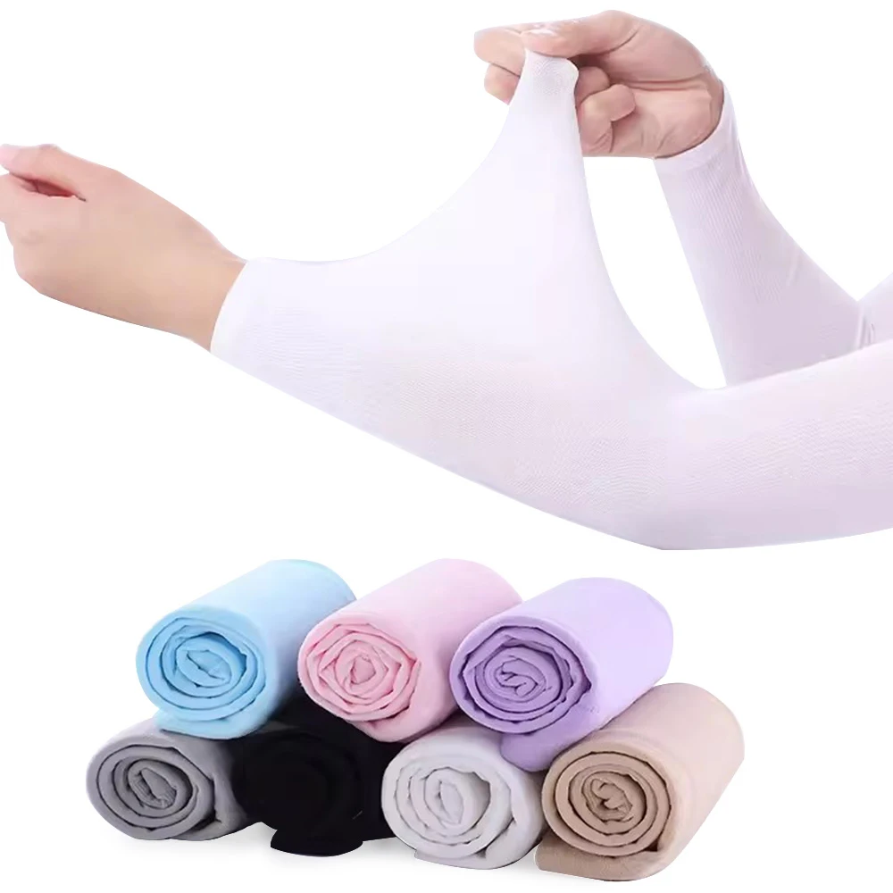 

PINJIAN Five-fingers Ice Arm Sleeves Sun Protective Breathable Arm Warmer Outdoor Sport Riding Running Cool Silk Arm Sleeve