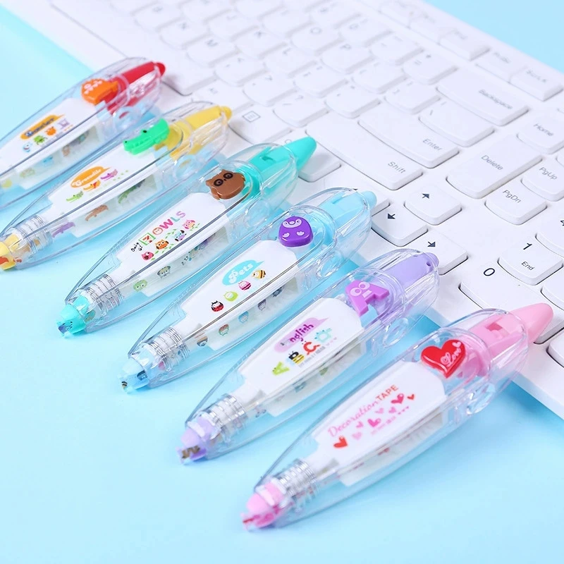 Cute Flower Line Decorative Correction Tape, Aesthetic Kawaii Pattern Roller Tape for Scrapbook DIY Handbook School Stationery