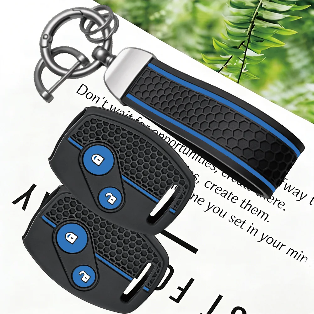 Stylish Honeycomb 2 Buttons Key Fob Silicone Case With Key Chain For Honda Civic 2006-2011 2017 Accord CRV 2003 2007 Jazz HRV
