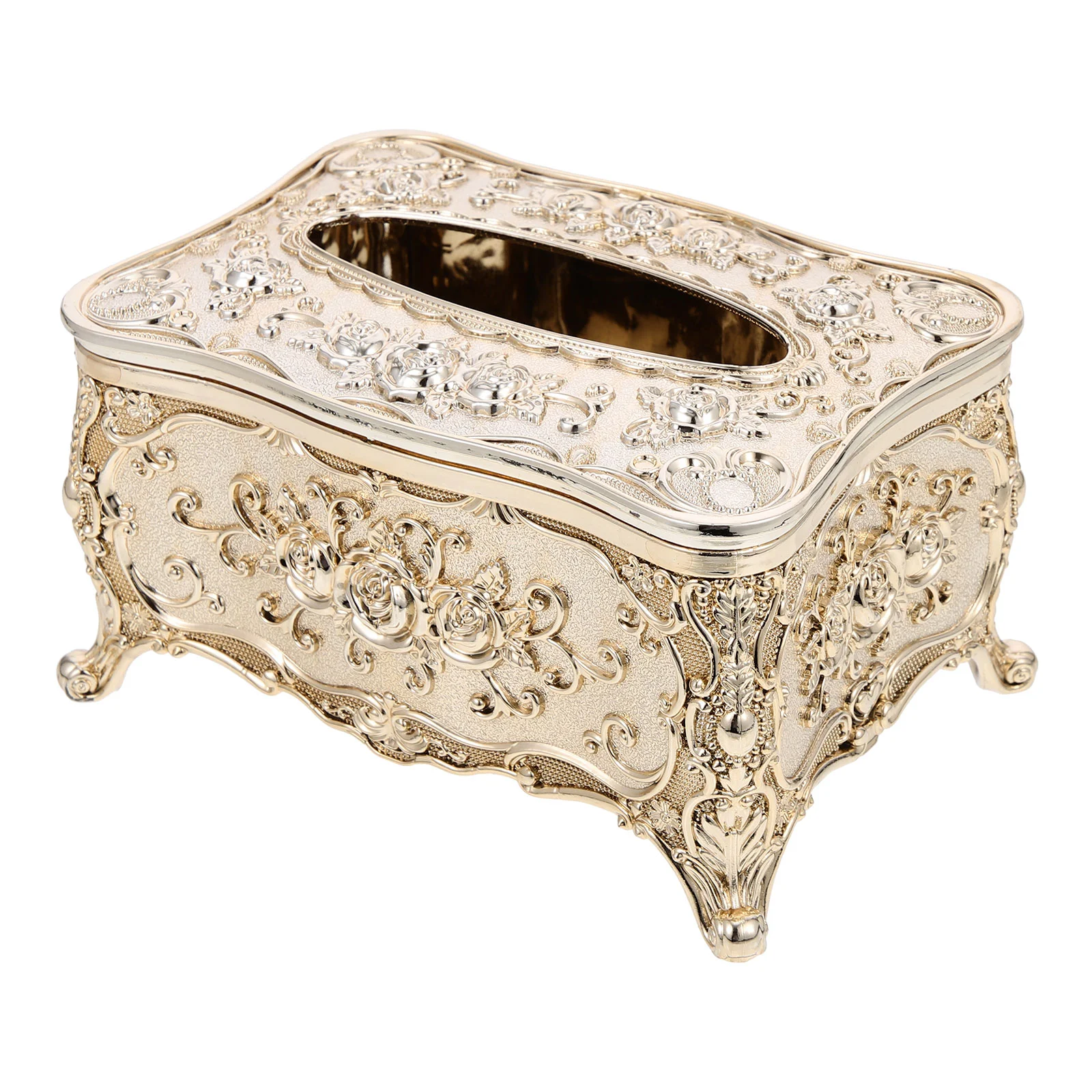 

Embossed Paper Box Unique Tissue Holder Napkin Dispenser Towel Gold Decor Desktop Decoration Container