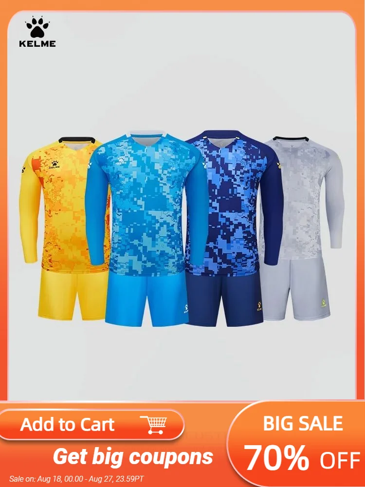 

Комплект одежды для вратаря по футболу Kelme, Мужская футболка с длинными рукавами и губчатой подушкой, одежда вратаря, футболка