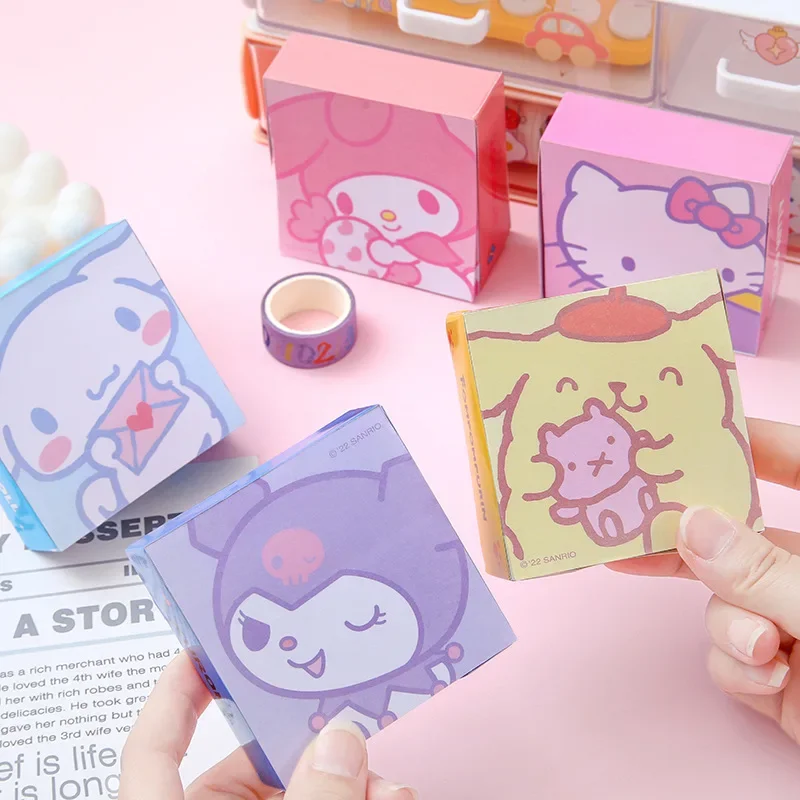 Sanrio kawaii stationery  Hello Kitty Kuromi Cinnamoroll My Melody Pompompurin Student Memo Tearable Hand Book Note Paper cute