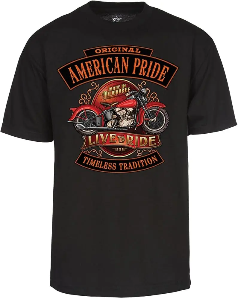 Original American Pride Motorcyle Chopper Shirt Black  Summer Tees Cotton Luxury brand vintage oversized