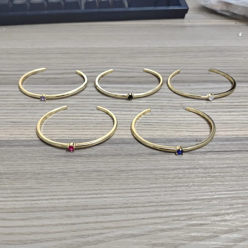 2025 New European and American Retro Fashion Three Claw Zircon Bracelet Multi functional 18k Gold Plated Open Bracelet