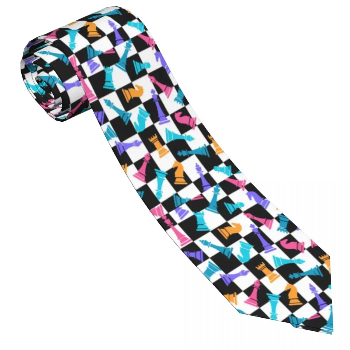 Chess Colorful Tie Fashion Printed Neck Ties Elegant Collar Tie Men Daily Wear Party Necktie Accessories