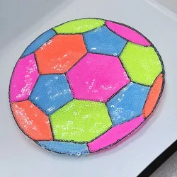 1 Piece Delicate Sequins Soccer Design Colorful Patch Fashion Shining Sew on Patch for Clothes Accessories
