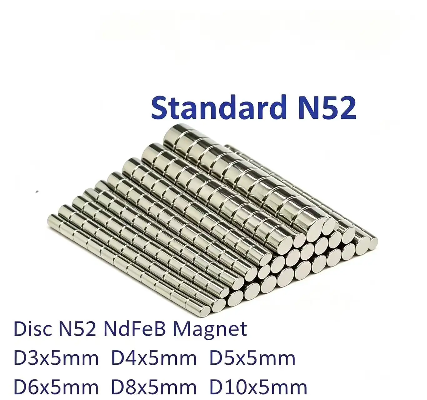 10 50PCS/LOT Disc Standard N52 NdFeB Magnet 3*5 4*5 5*5 6*5 8*5 10*5 Strong Rare Earth Permanent Neodymi3x5 4x5 5x5 6x5 8x5 10x5