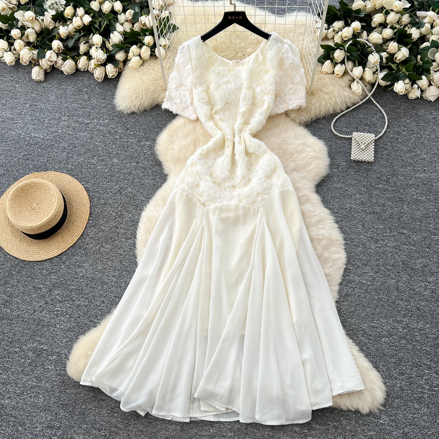 세련된 섹시한 퍼프 슬리브 꽃 요정 캐주얼 a 라인 드레스 vestido 여름 해변 휴가 여성 boho sundress