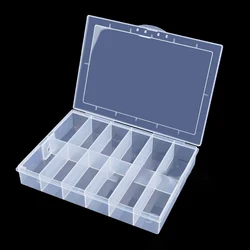 Caja de almacenamiento transparente para decoración de uñas, contenedor de diamantes de imitación con 12 ranuras vacías