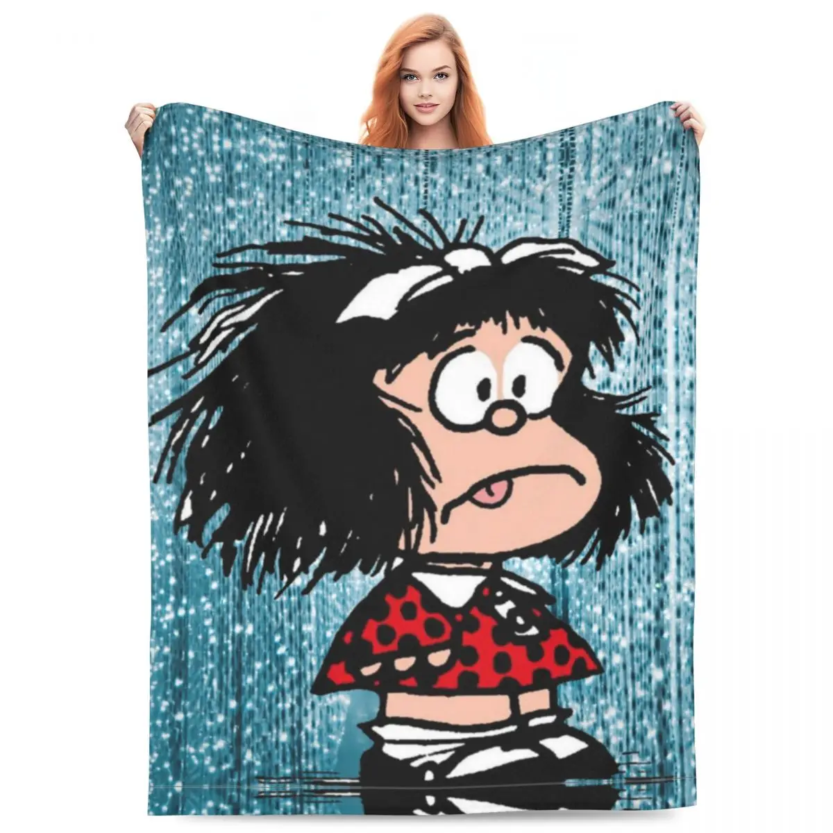 Mafalda In Shock Blanket Quino Argentina Cartoon Wool Throw Blankets Summer Air Conditioning Decoration Lightweight Bedsprea