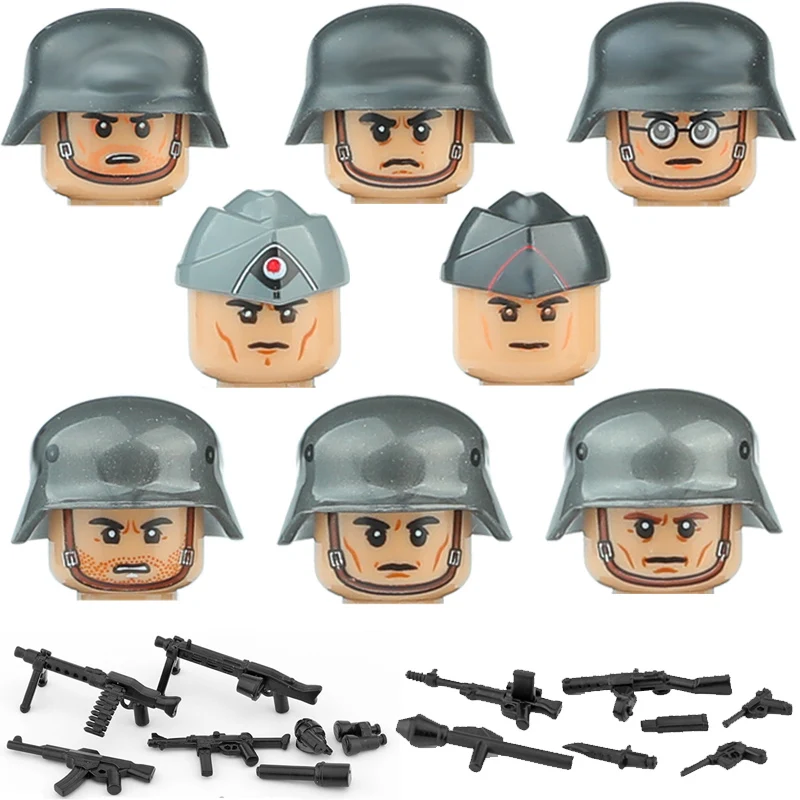 

WW2 German Military Soldiers Figures Building Blocks Army Infantry Tank Force Gunner Armour Weapons Bricks Toys For Children