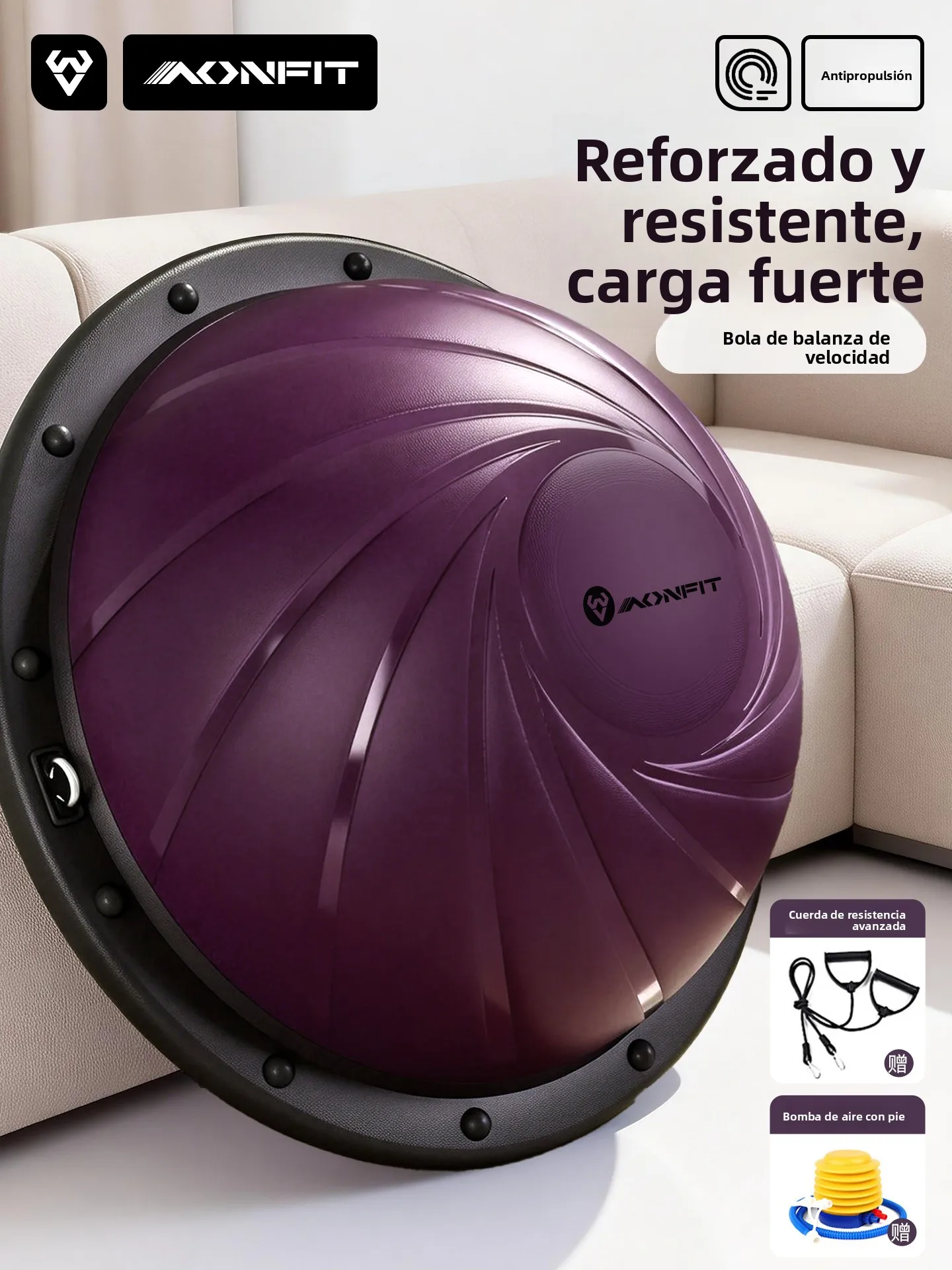 Pelota Bosu Aonfit, Media Esfera para Yoga, Fitness, Equilibrio, Ejercicios en Casa, Pilates, Equipo Deportivo para Adultos, ...
