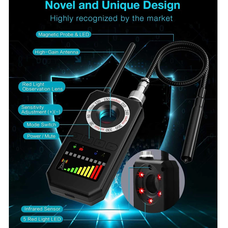 

Anti-Surveillance Wiretap Detector Hidden Camera GPS Detector Infrared Night Vision Magnetic Probe Wireless Bug Spy Device Find