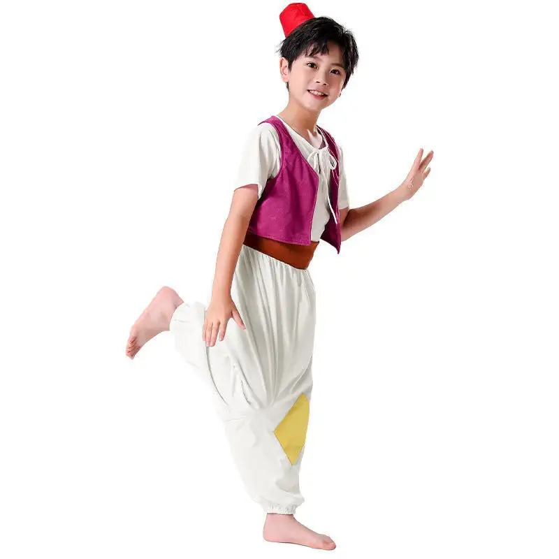 Prince of Arabia Costume Children Aladdin Magic Lamp Prince Children Character Cosplay Set Halloween