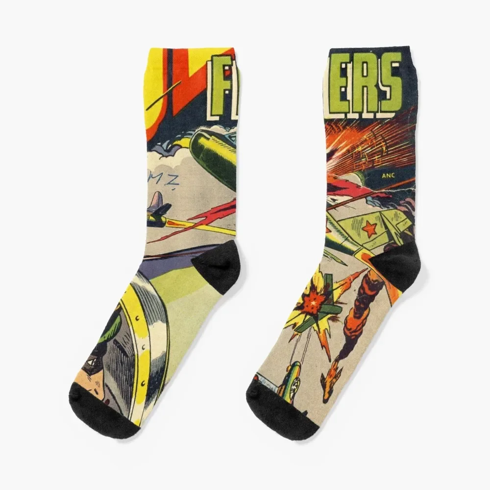 

Vintage Comic Book Cover Socks Stockings compression happy Crossfit Sports Socks Ladies Men's