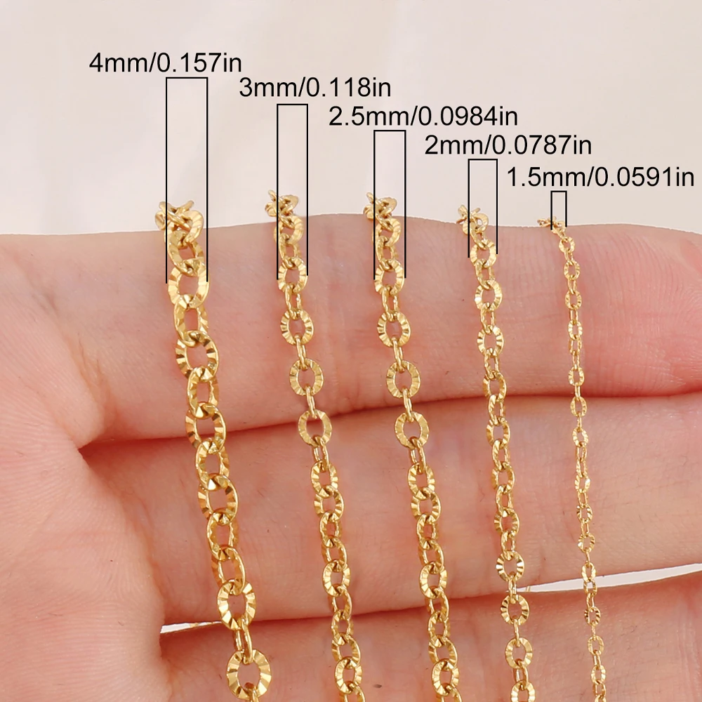 100cm Stainless Steel Textured Cable Chains Findings O Shape Chain for Jewelry Making DIY Necklace Bracelet Supplies Accessories