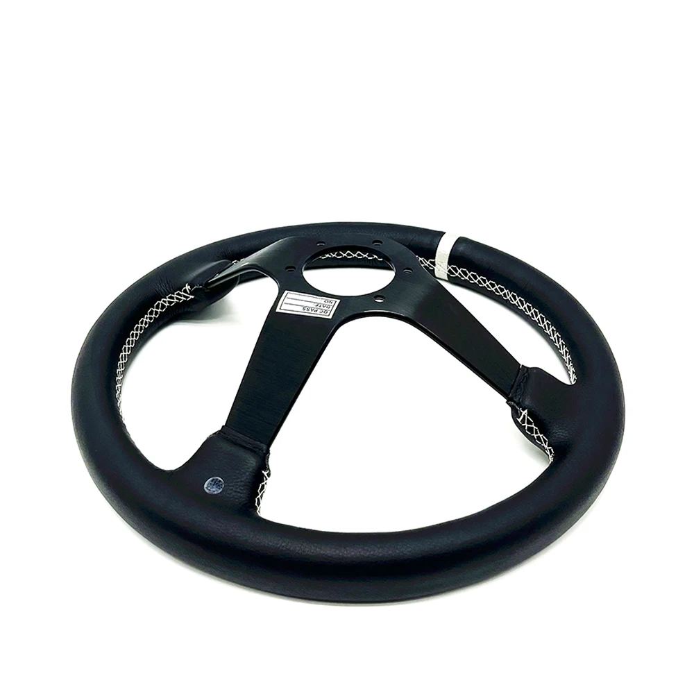 14inch/350mm For Sp Style Real Leather Racing Sport Steering Wheel Deep Dish  Black Blue