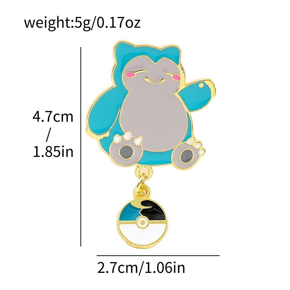 Mew Snorlax Emaille-Anstecknadeln mit Pokeball-Anhänger Cartoon-Metallabzeichen für Rucksack Kleidung Deko Fan-Geschenk – Detail 3