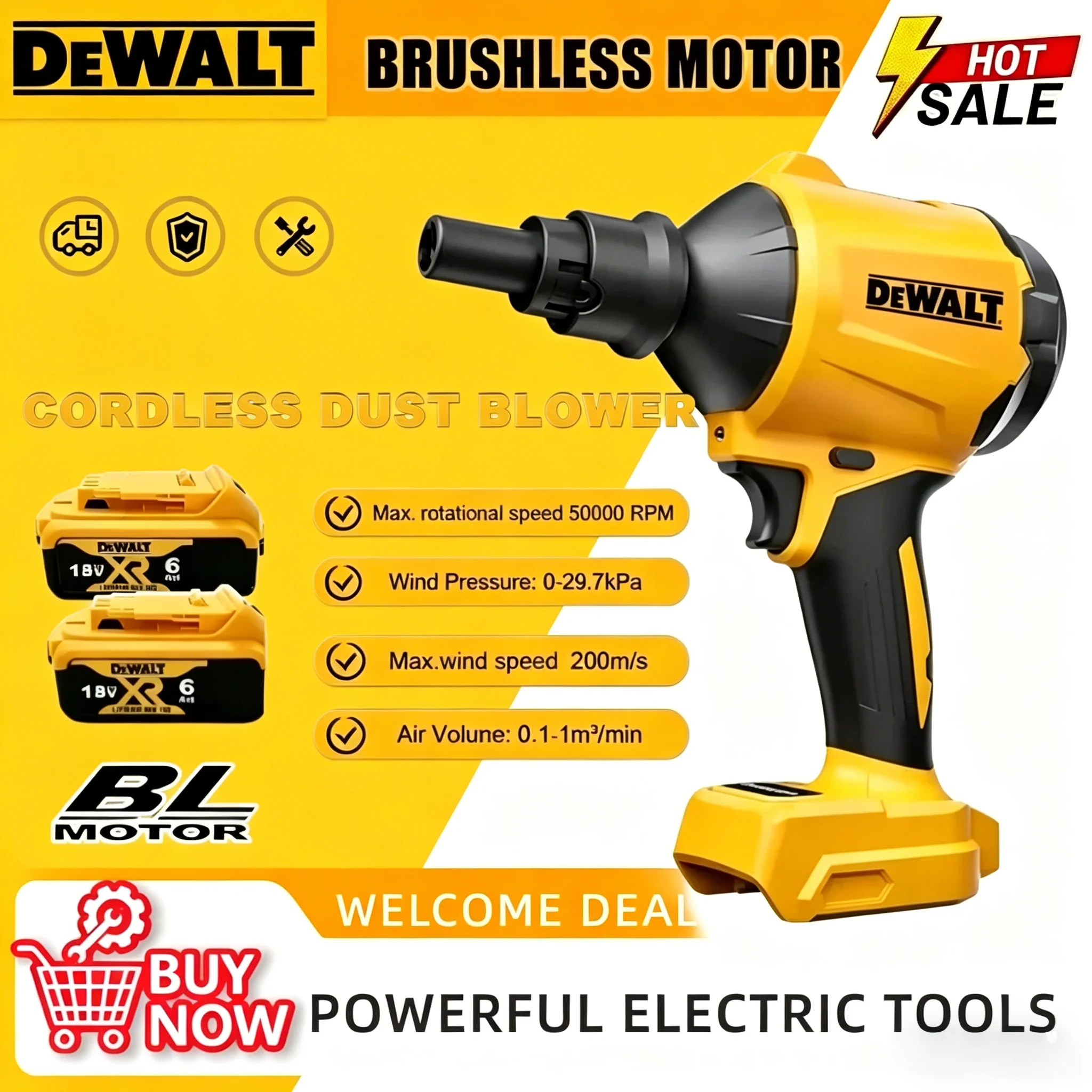 

Беспроводной бесщеточный воздуходув Dewalt с насадкой, многофункциональный пылеудалитель и насос для аккумуляторов Dewalt
