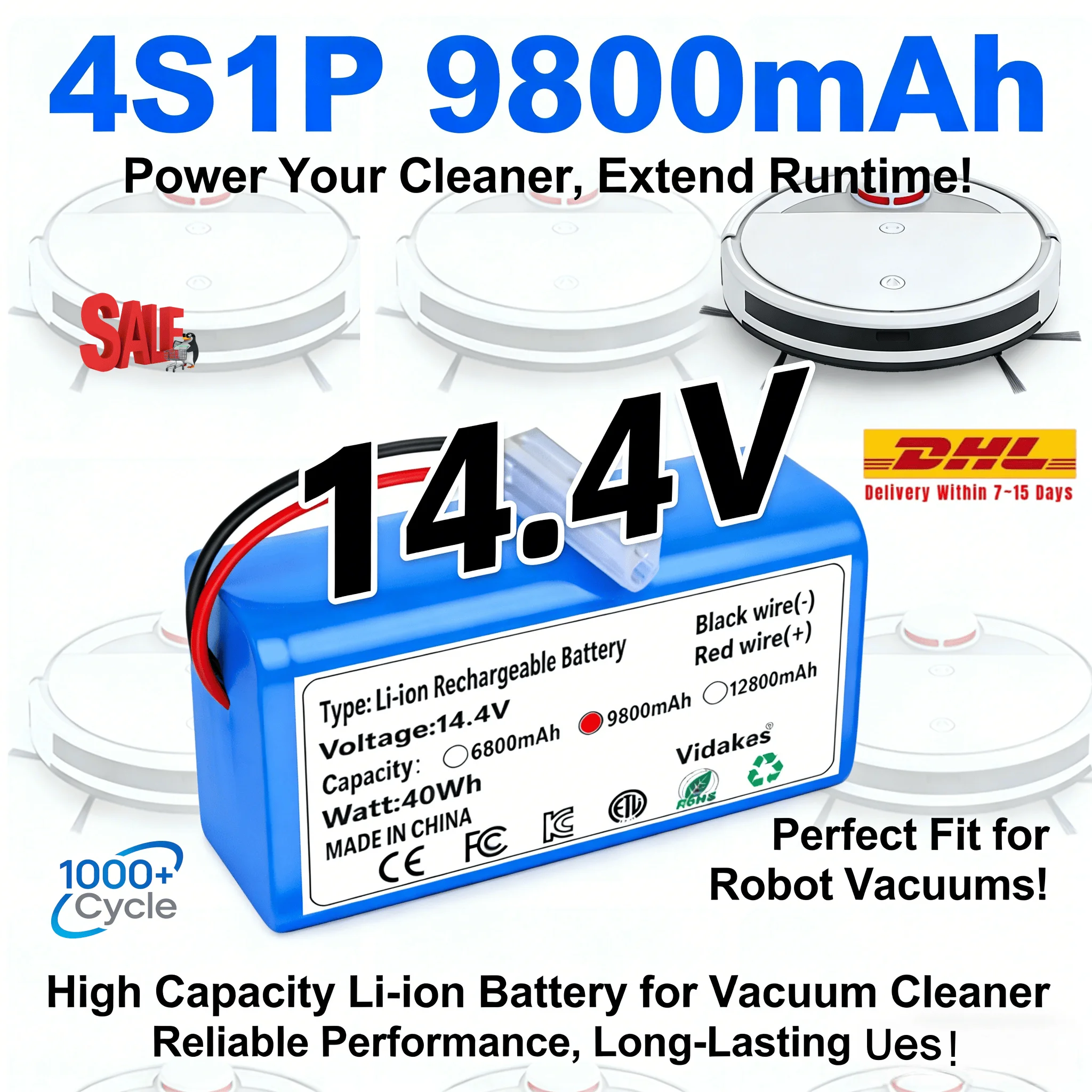 

Аккумулятор VIEDAKES 4S1P 14,4 В с высокой емкостью и разъемом Tamiya для G1 MJSTG1 H18650CH R30 R35