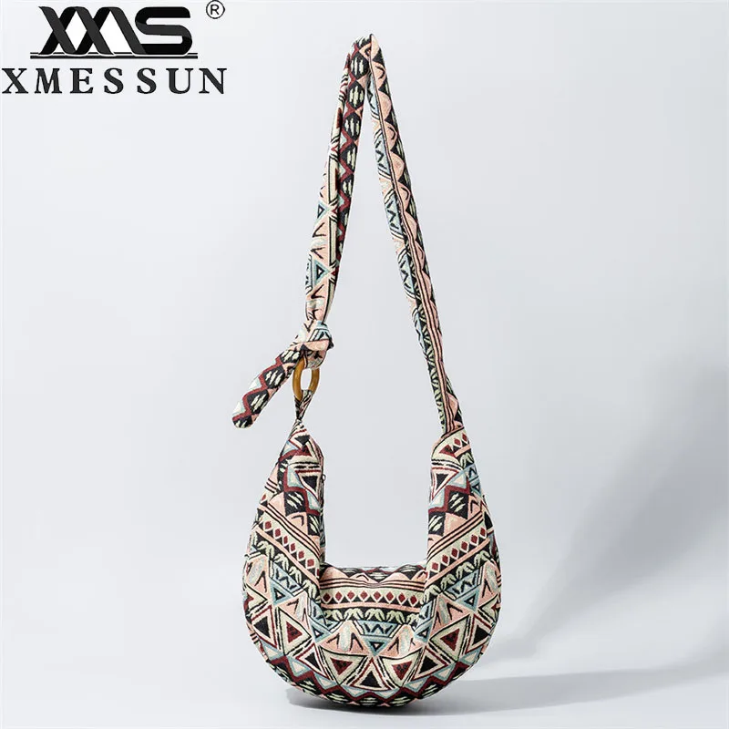 New Vintage Bohemian Soft Hobo Crossbody Shoulder Bag Fashion Designer Fabric Retro Tribal Aztec Ibiza Gypsy Boho Streetwear Bag