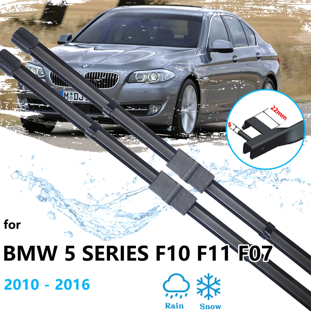 2x For BMW 5 Series F10 F11 F07 2010 2011 2012 2013 2014 2015 2016 Boneless Frameless Front Wiper Blades Rubber Car Accessories