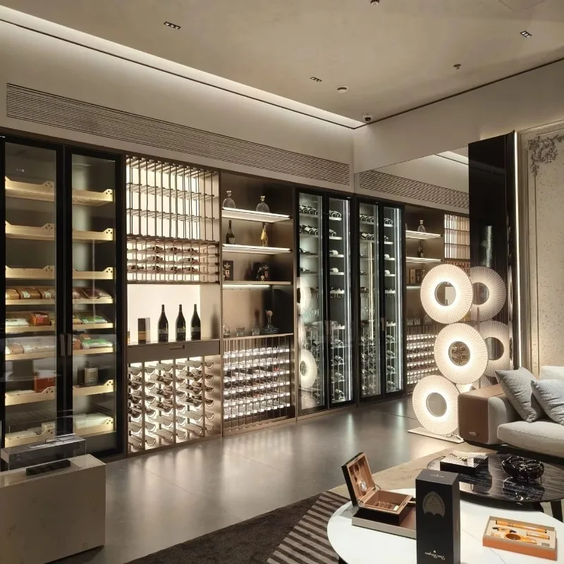 

Luxurious Modern Solid Wood Wine Cabinet with Display Features Holds up to 4 Stemware for Home & Commercial Use