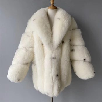 Jaxmonoy Frauen Echtpelz Mantel Mode mittellange natürliche Fuchs Pelz mäntel Damen Herbst Winter warm neu in Oberbekleidung 2024 weiblich