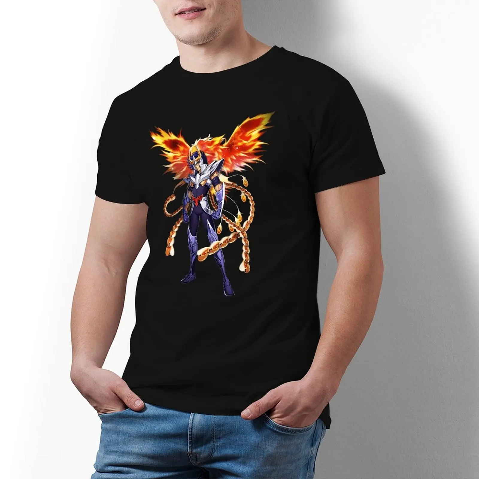 The Knights Of The Zodiac T Shirt Men Ikki Phoenix Saint Seiya Streetwear Cotton T Shirts Summer Fashion Tee Shirt Print Tops