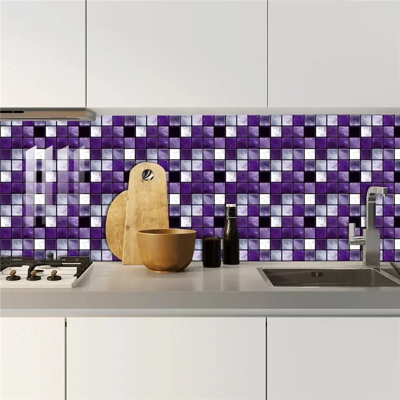 10pcs Mosaic Frosted Wall Stickers Home Decor Waterpoof Self-adhesive DIY Mural For Kitchen Study Floor Vinyl Wallpaper