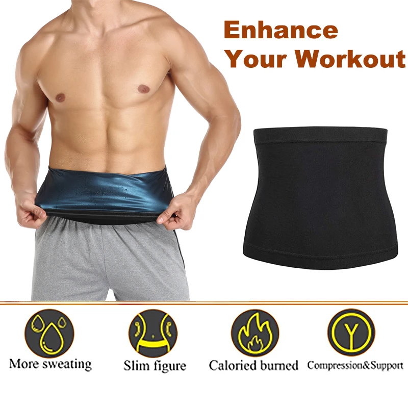 Men Sauna Sweat Belt Waist Trainer Slimming Body Shaper Abdomen Reducer Fat Burning Women Fitness Belly Band Cincher Shapewear