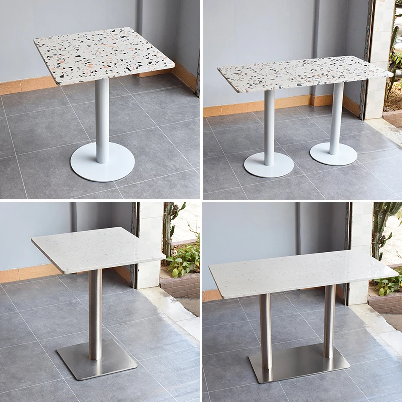 Customized canteen terrazzo dining table Internet celebrity milk tea dessert shop table and chair combination commercial outdoor